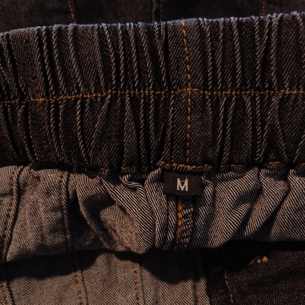 Chartou Baggy Wide Leg Jeans Elastic Mid Waist Dark Wash Size M New - Picture 7 of 10